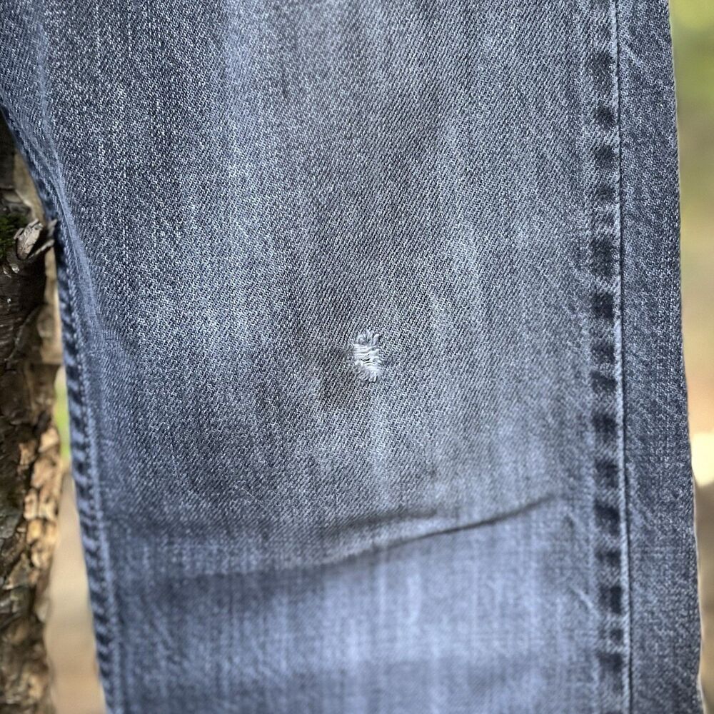 VTG Y2K Levis 527 Bootcut 100% Cotton Denim Jeans Boys 10 25x25 Black Faded - Picture 13 of 13